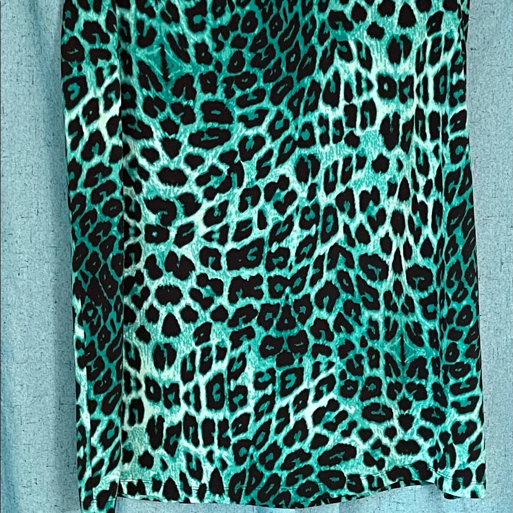 Ellen Tracy Skirt Green And Black Leopard Print